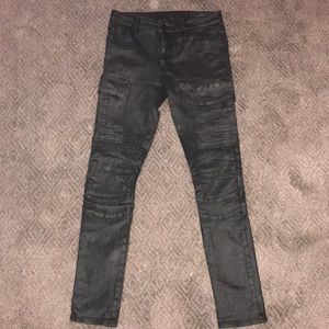 Black waxed jeans